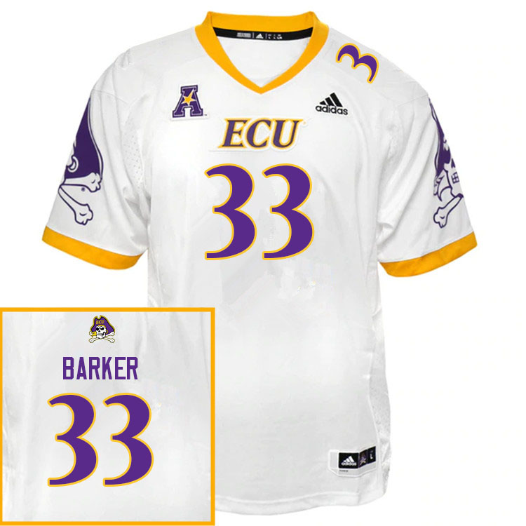 Men #33 Zakye Barker ECU Pirates College Football Jerseys Sale-White